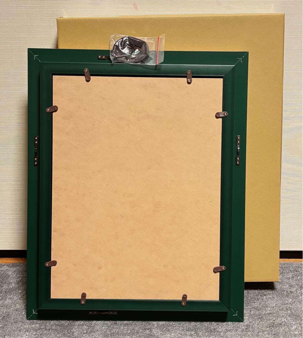 【F4号】手描き油彩画　水森亜土　額縁　未使用額　サイン　絵画　女の子　猫　人気