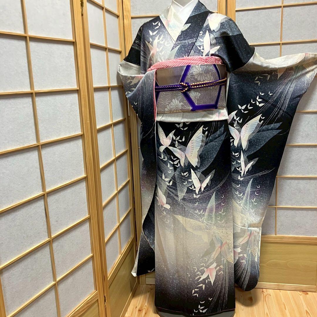 モカッチ様［7108］振袖 舞蝶文様 金銀彩 成人式 卒業式 正絹 着物 袷