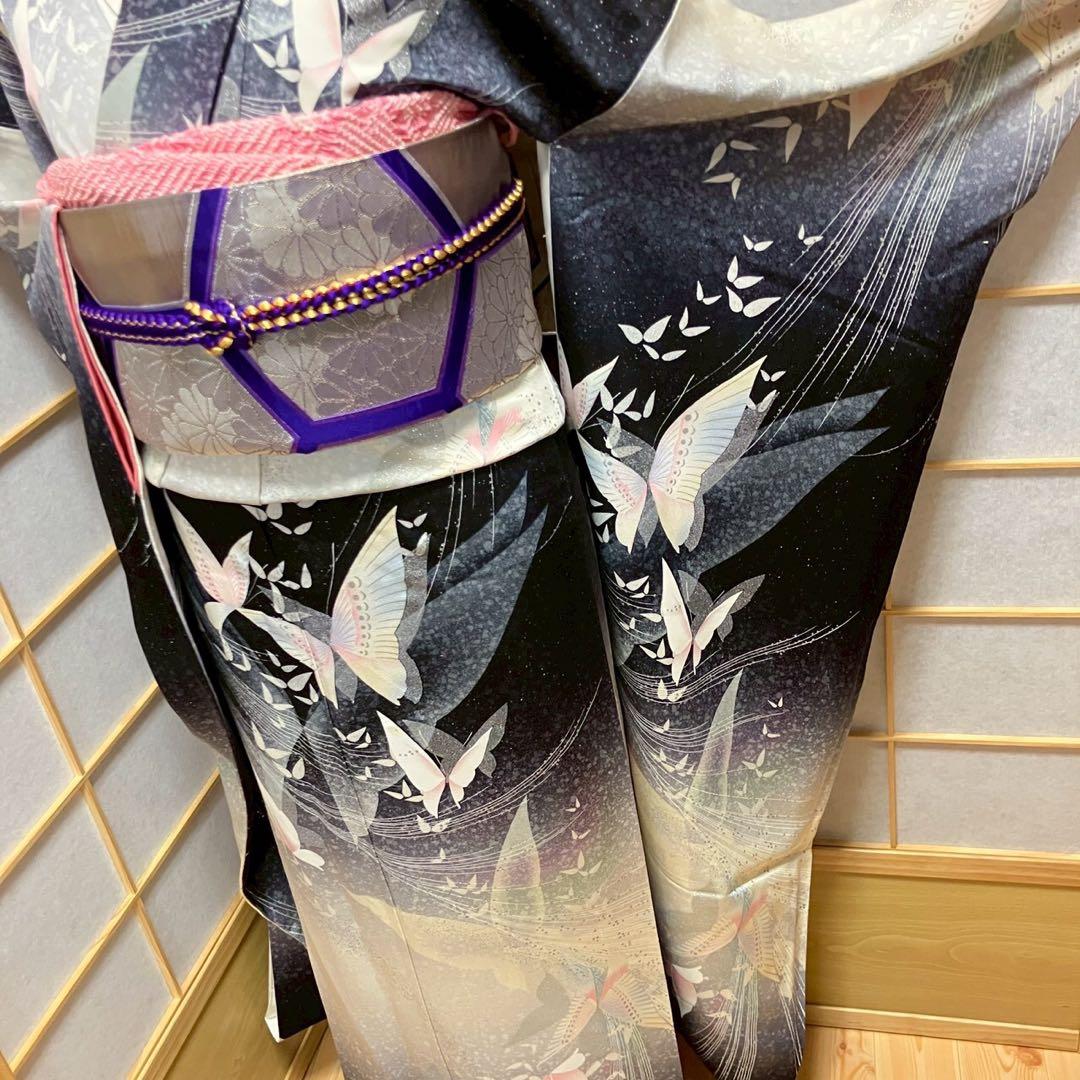 モカッチ様［7108］振袖 舞蝶文様 金銀彩 成人式 卒業式 正絹 着物 袷