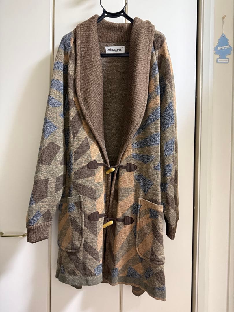 CELINE セリーヌ 幾何学模様 ロング コート L ヴィンテージ