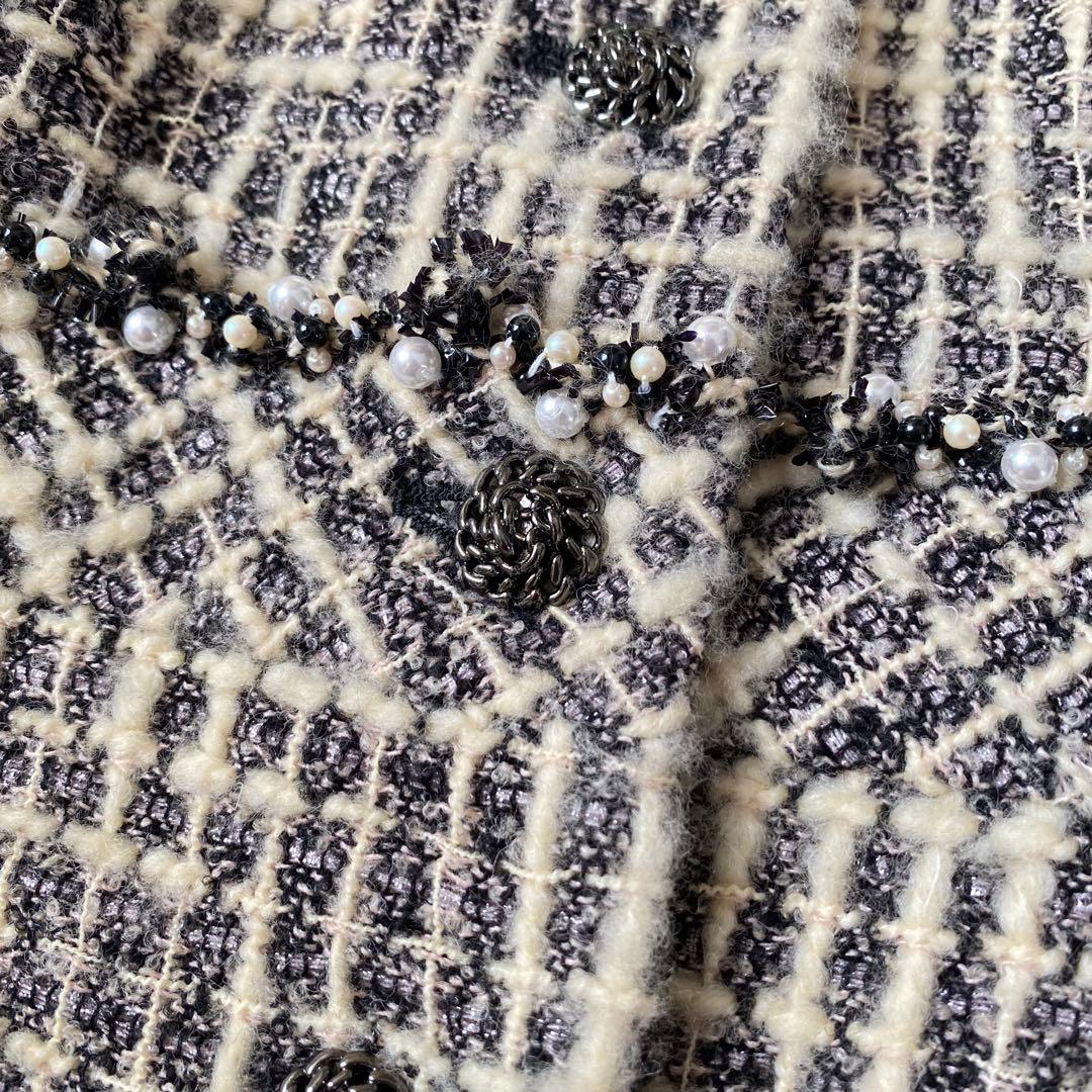 マッチ 極美品*Rene TISSUE社製 ツイードコート ノーカラー