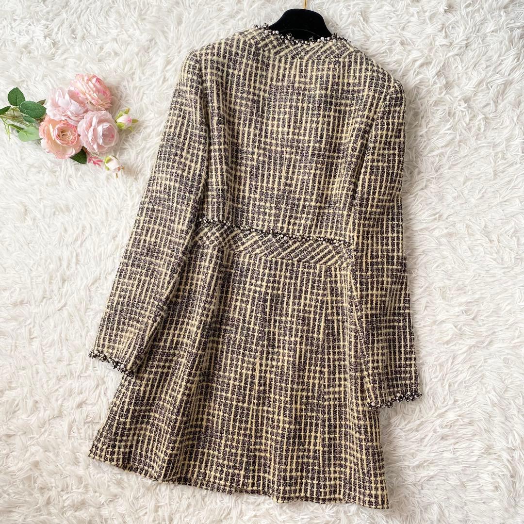 マッチ 極美品*Rene TISSUE社製 ツイードコート ノーカラー