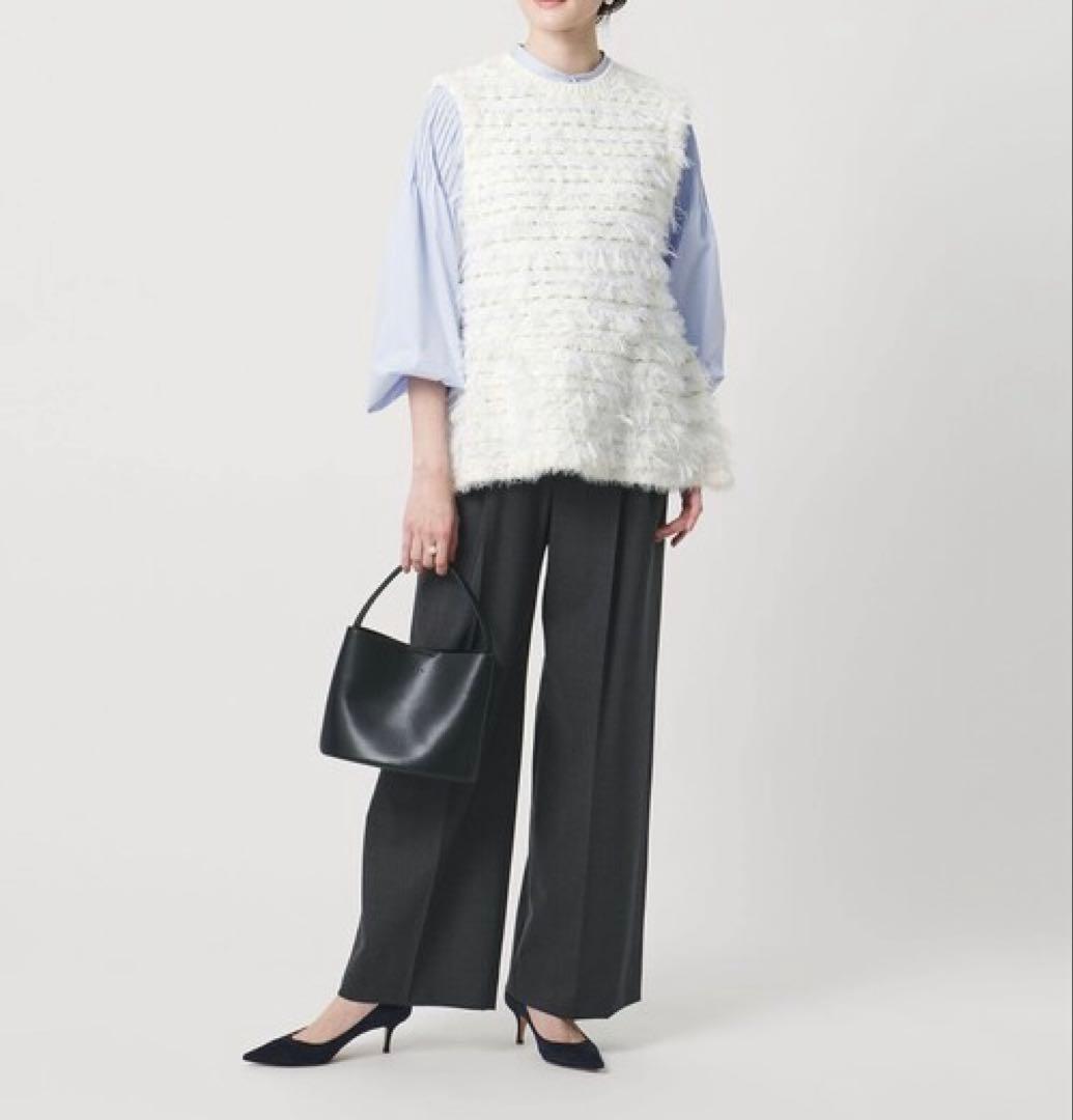 UNITED ARROWS ミックスヤーン ペプラム ベスト 今季