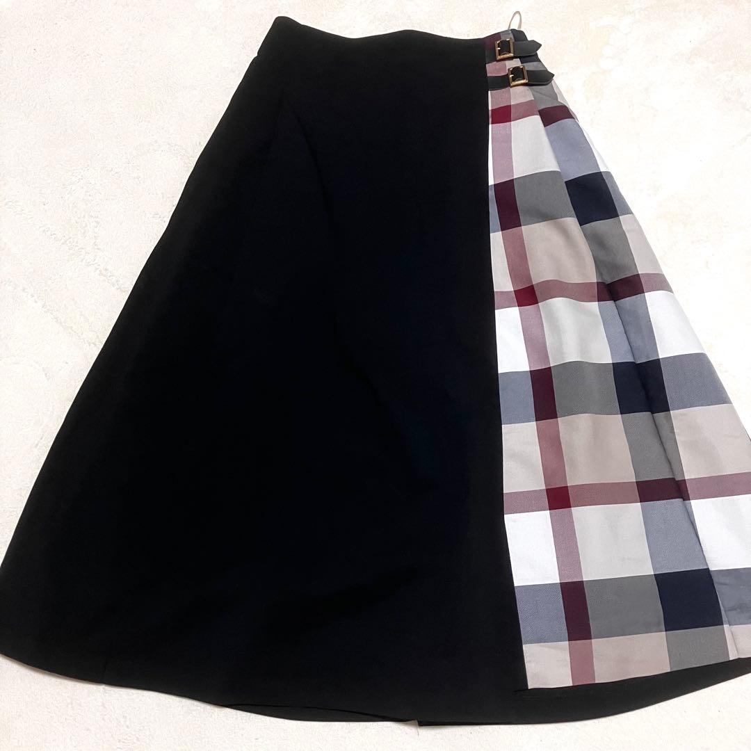 未使用級✨ブルーレーベルクレストブリッジ マットツイルストレッチスカート風パンツ