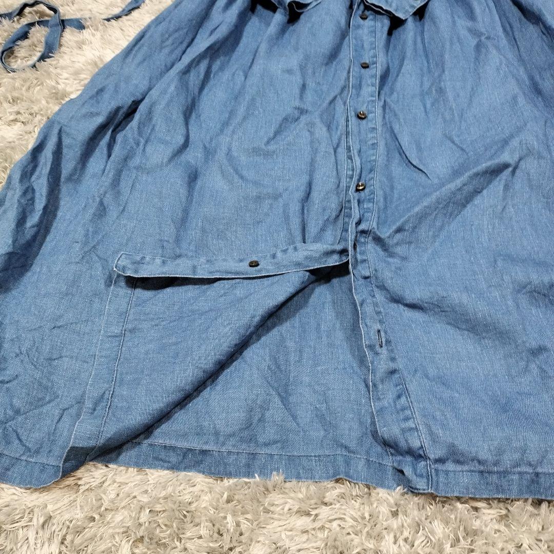 イチ アンティークス＊インディゴリネン前開きワンピース