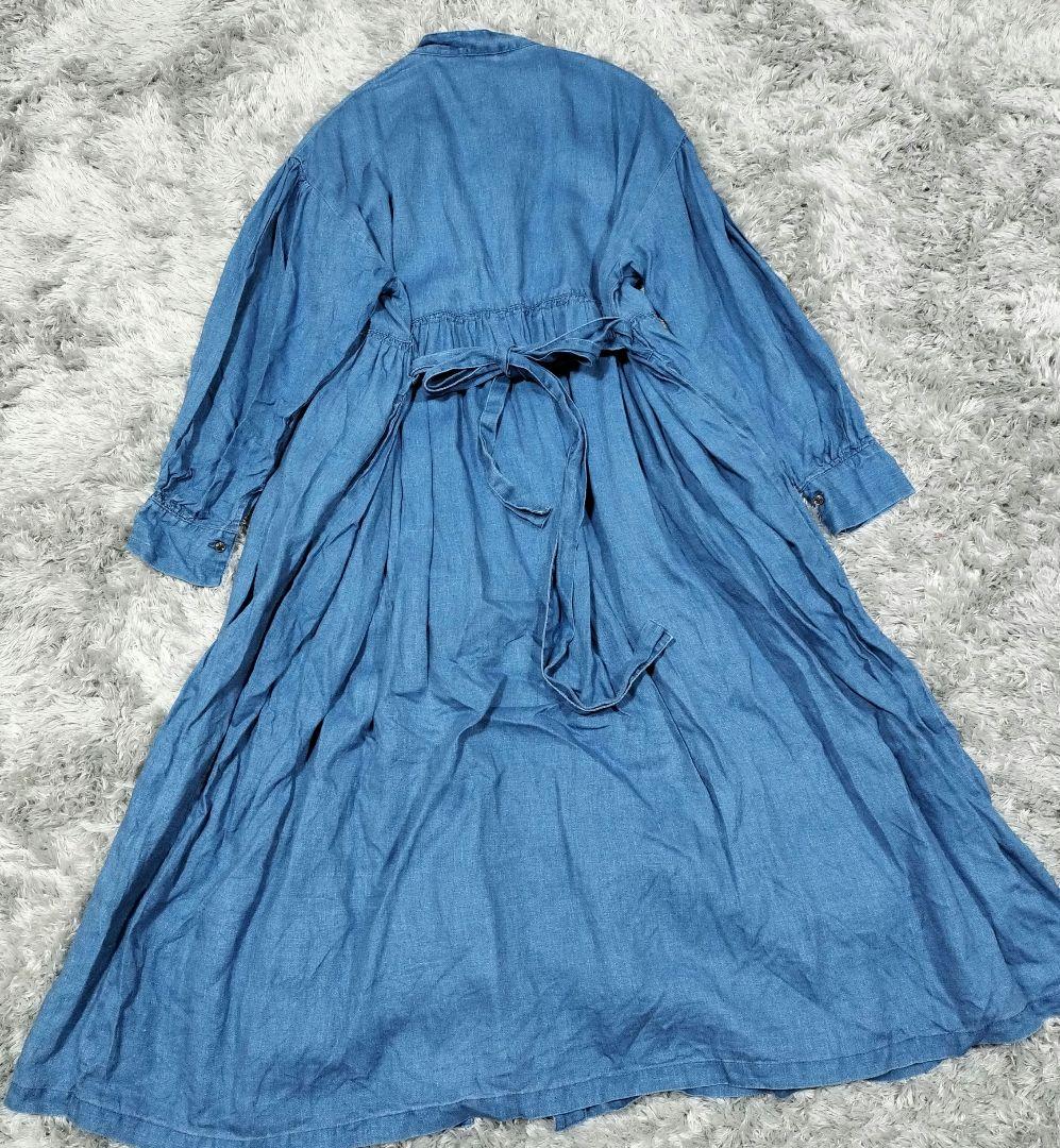 イチ アンティークス＊インディゴリネン前開きワンピース