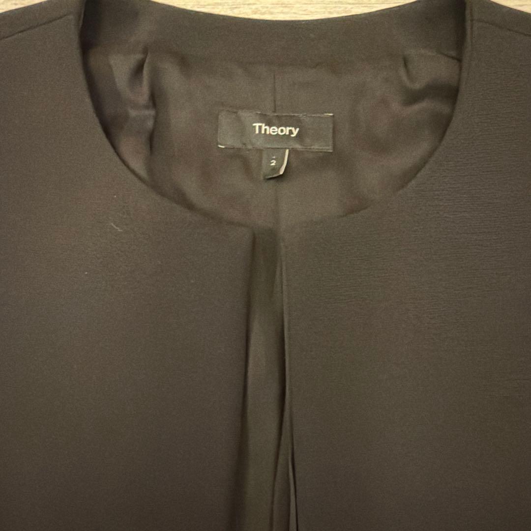 美品✨ Theory ノーカラー ジャケット クルーネック ブラック 2024
