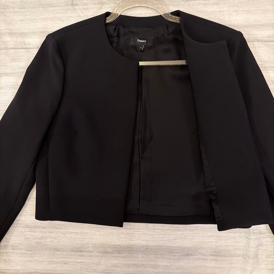美品✨ Theory ノーカラー ジャケット クルーネック ブラック 2024
