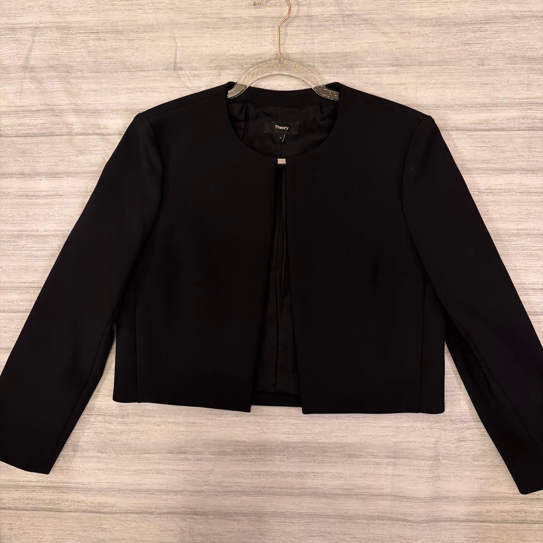 美品✨ Theory ノーカラー ジャケット クルーネック ブラック 2024