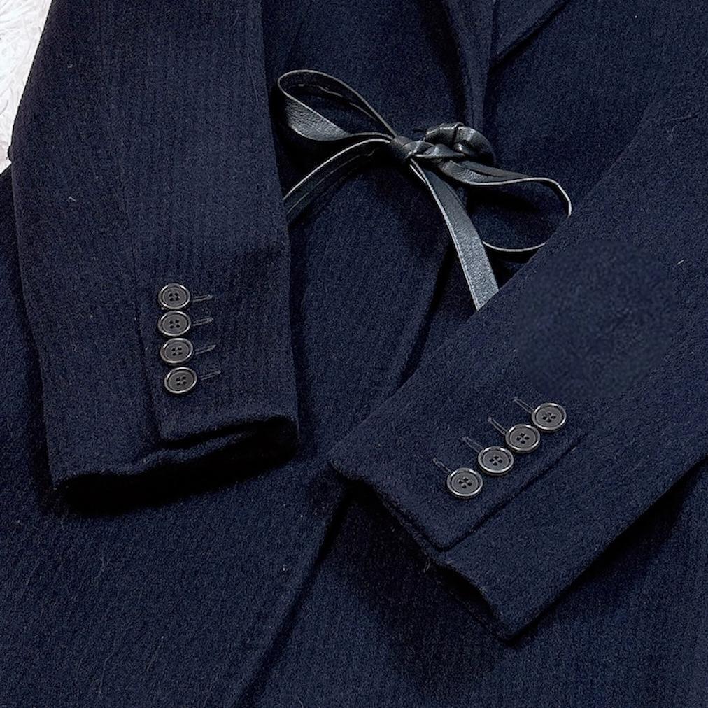 うらら【極美品】MaxMara アルパカウールコート レザーリボン 紺38