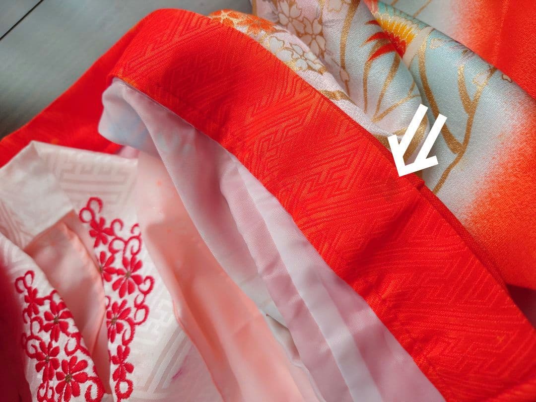 七五三　着物 長襦袢　筥迫セット　7歳　女の子　袋帯　鶴柄