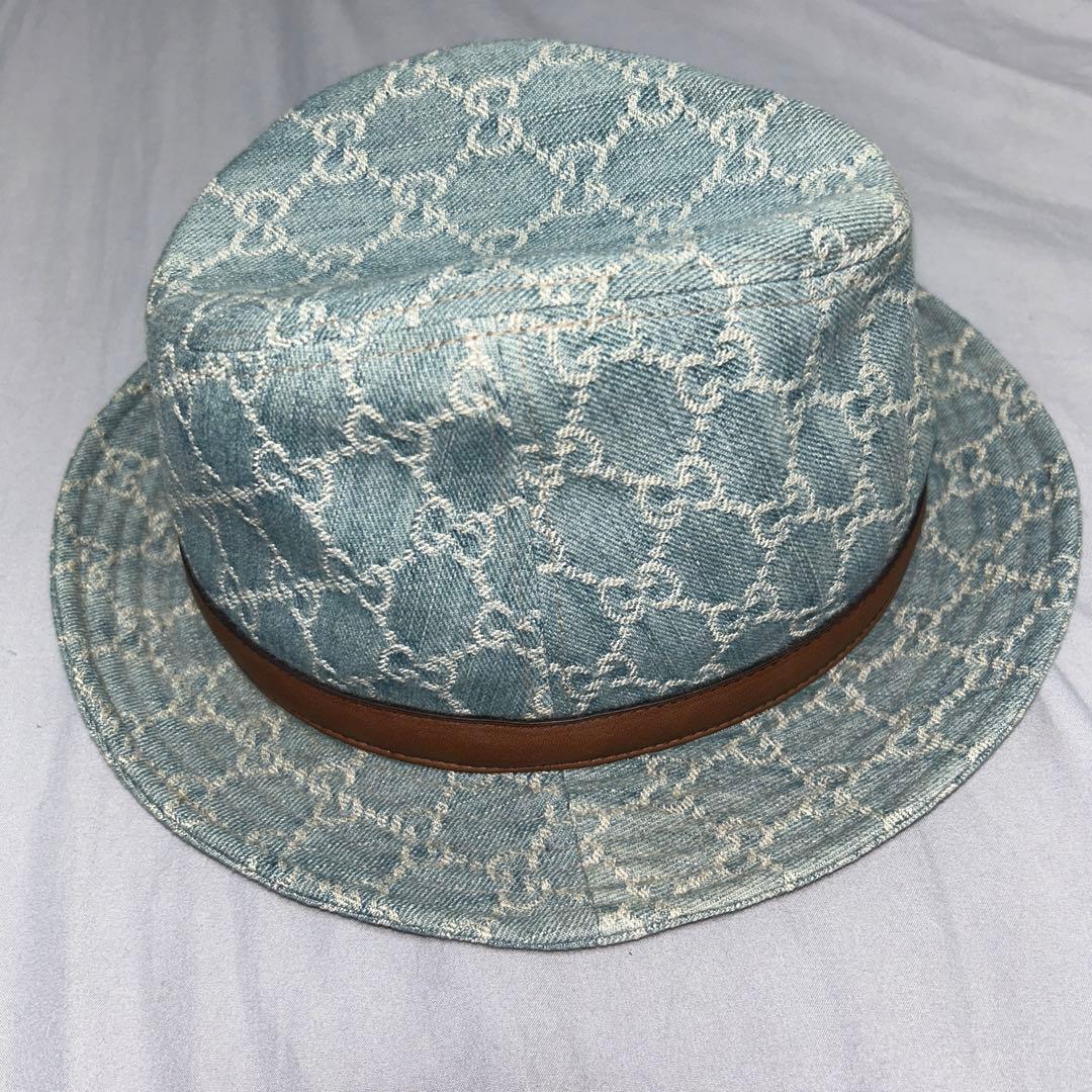 GUCCI デニムバケットハット ブラウンベルト