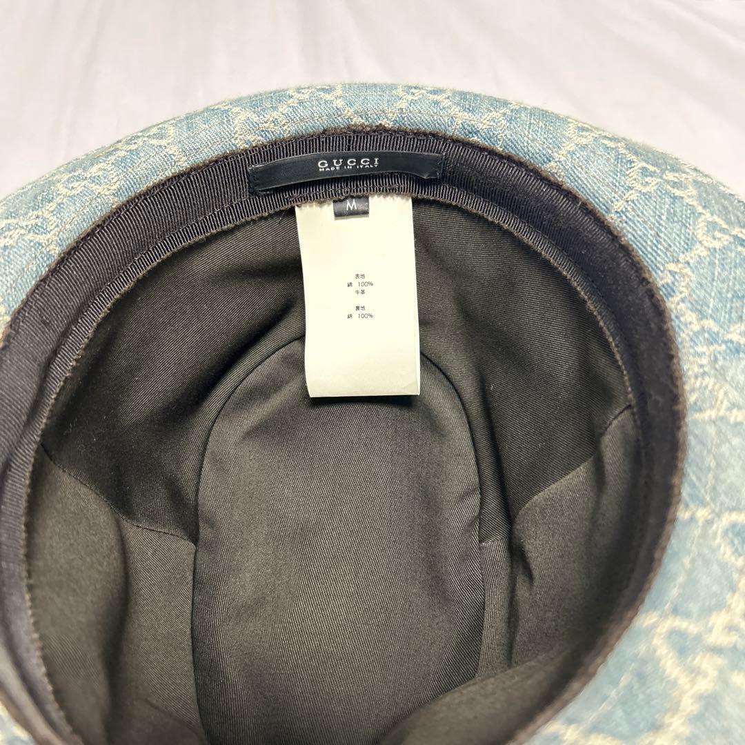 GUCCI デニムバケットハット ブラウンベルト