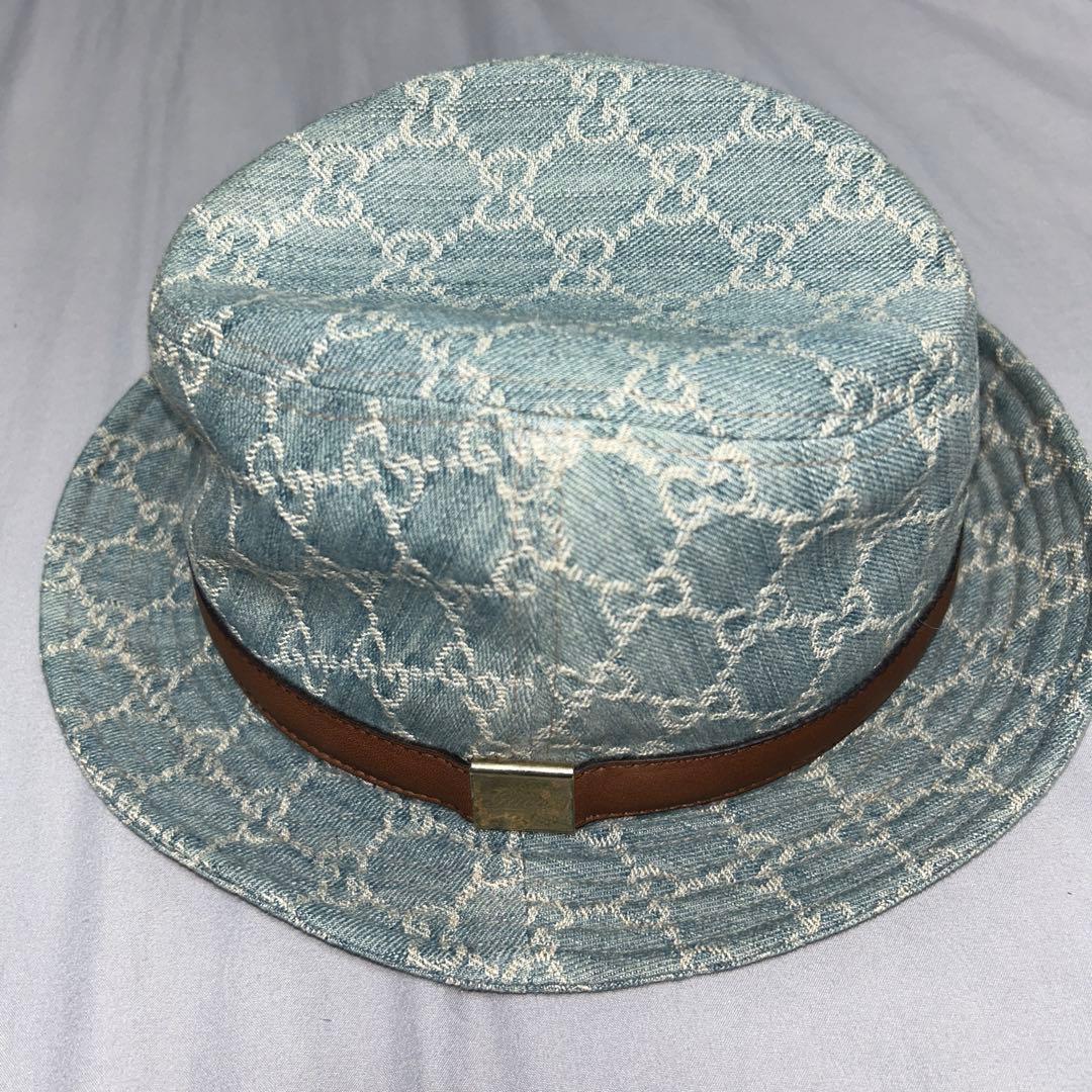 GUCCI デニムバケットハット ブラウンベルト