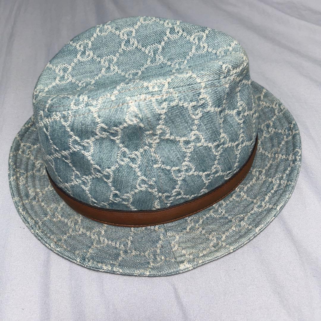 GUCCI デニムバケットハット ブラウンベルト