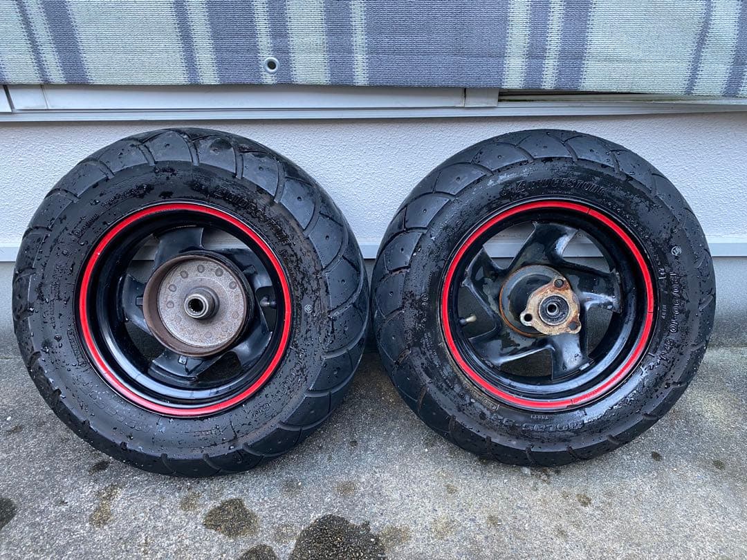 【わっしょい】ＢＷ’Ｓ50,100 鉄チンホイール 前後セット 引取り限定