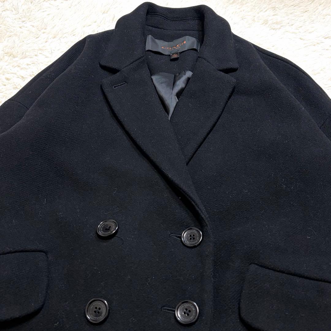 美品✨ コーチ ダブル チェスターコート XSウール アンゴラ混　黒　ブラック
