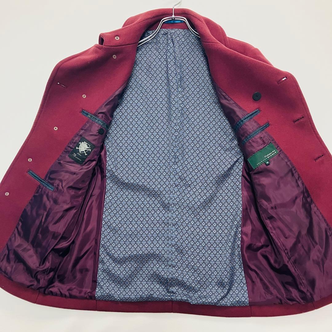 【最高級エクスクルーシブライン】　ムッシュニコル　ピーコート　裏地総柄　ボルドー