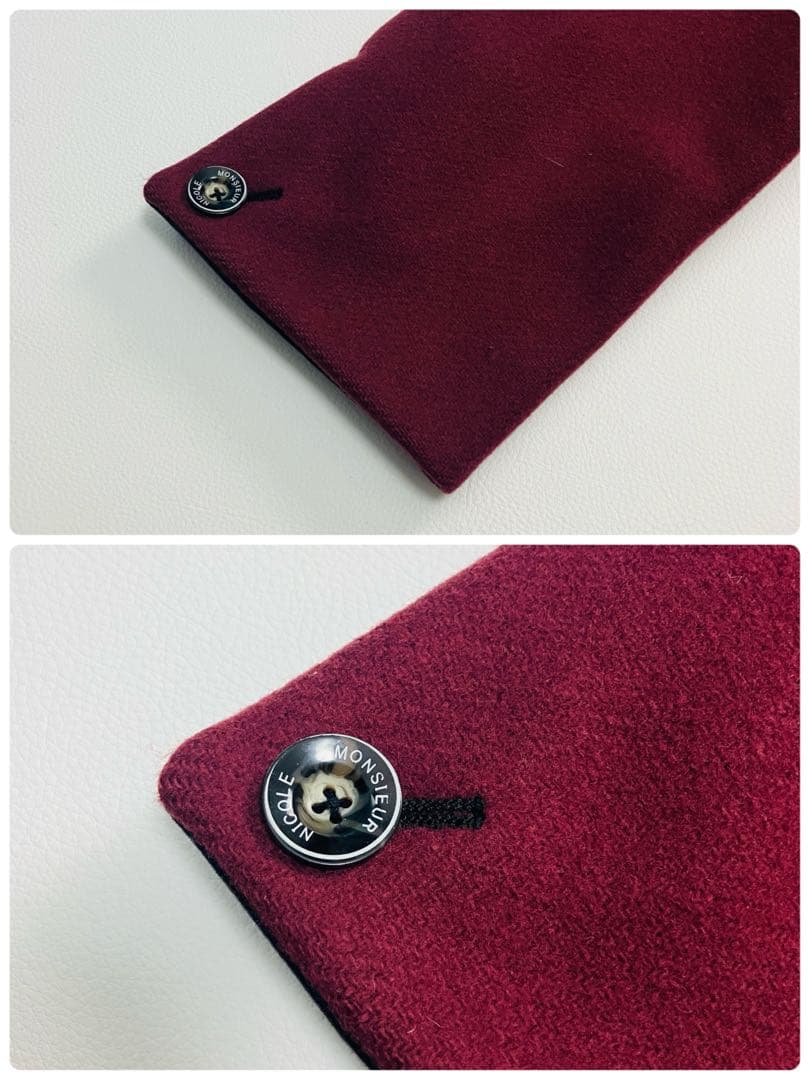 【最高級エクスクルーシブライン】　ムッシュニコル　ピーコート　裏地総柄　ボルドー