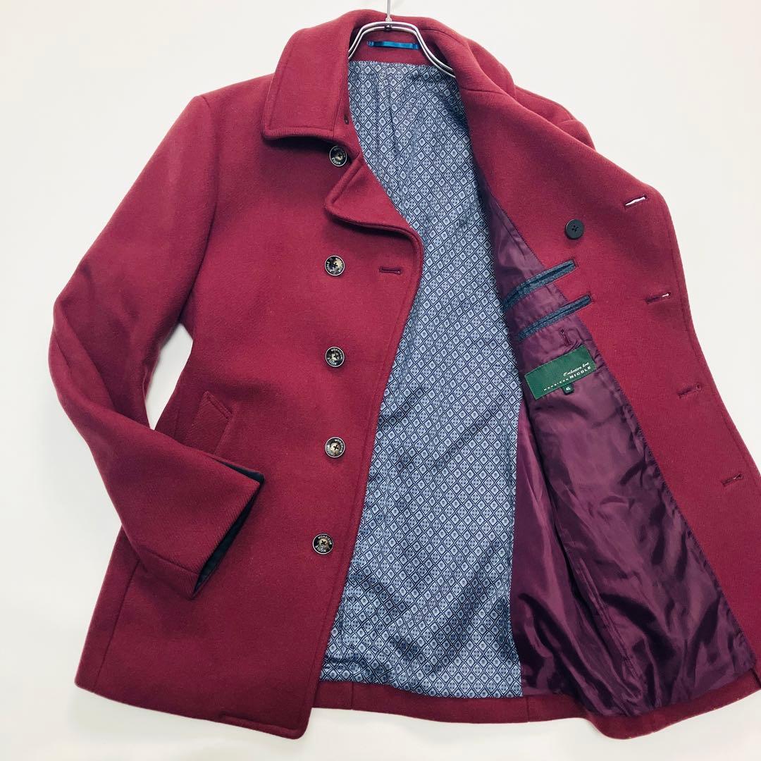 【最高級エクスクルーシブライン】　ムッシュニコル　ピーコート　裏地総柄　ボルドー