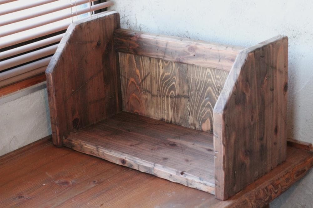 ハンドメイド　ブックシェルフ　ブックスタンド　本立て　アンティーク風　ダメージ