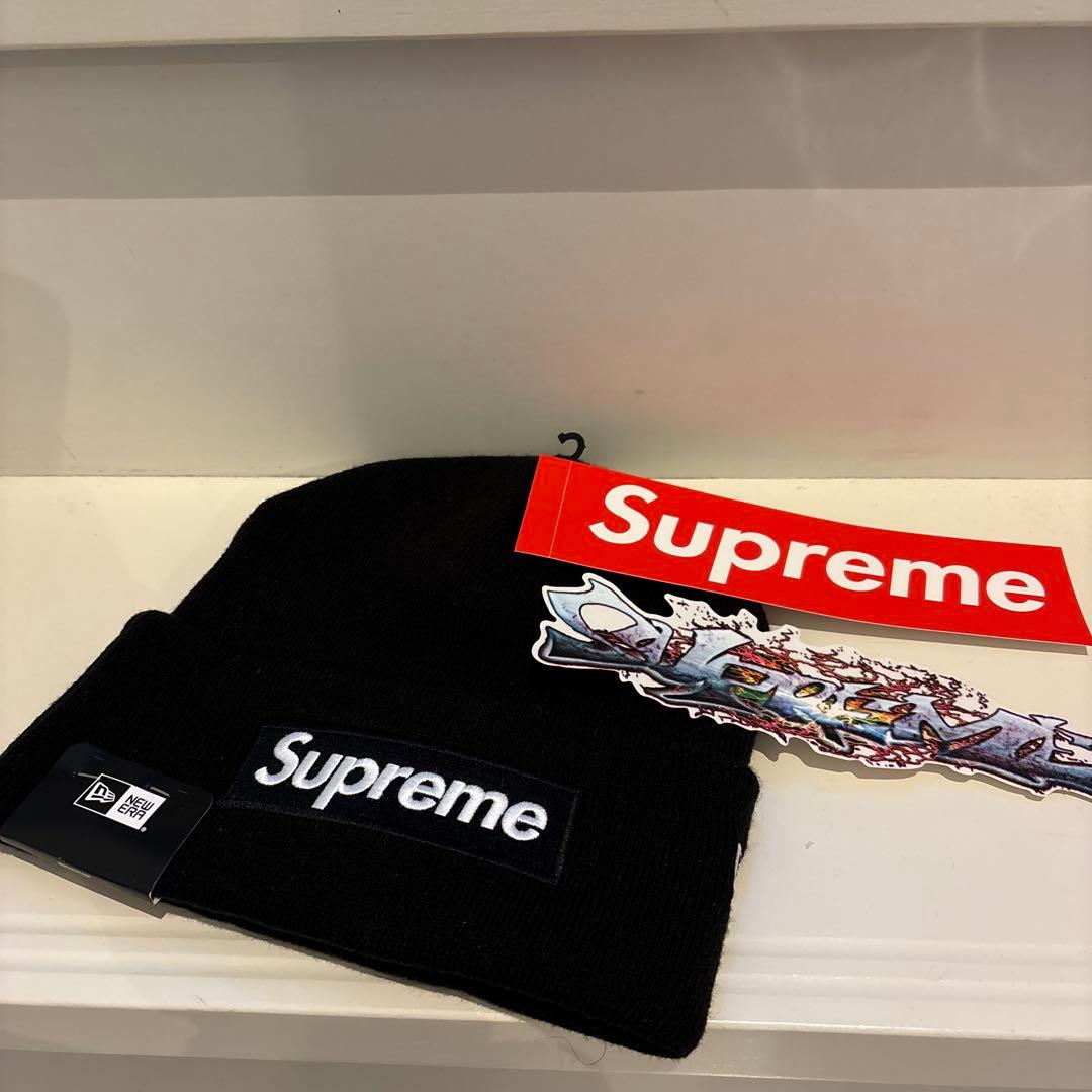 新品　Supreme ×New Era Box Logoニット帽 黒