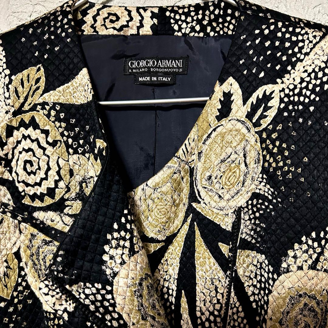 GIORGIO ARMANIジョルジオアルマーニ ノーカラージャケットイタリア製