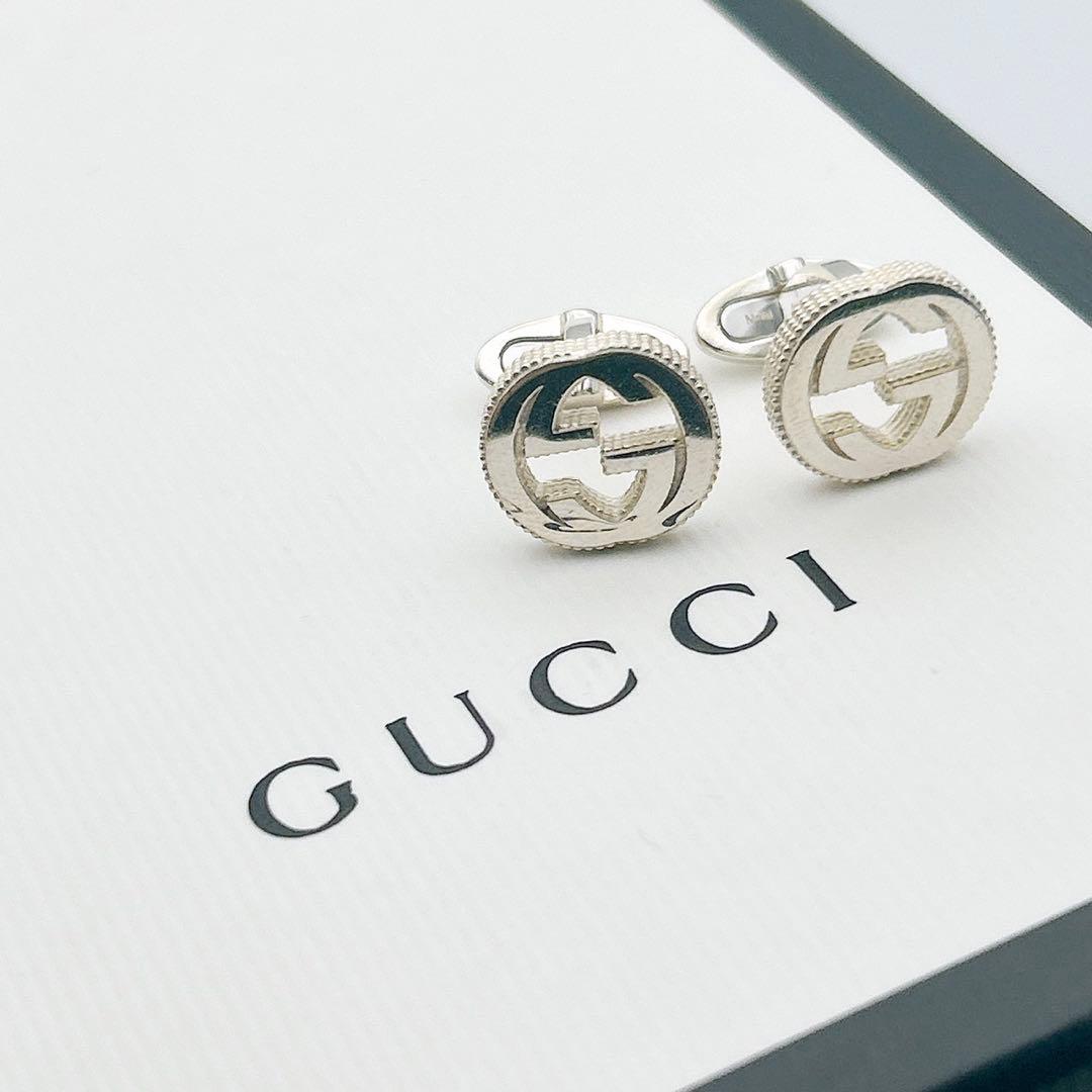 2478-2 美品✨GUCCI カフス　インターロッキング　シルバー925