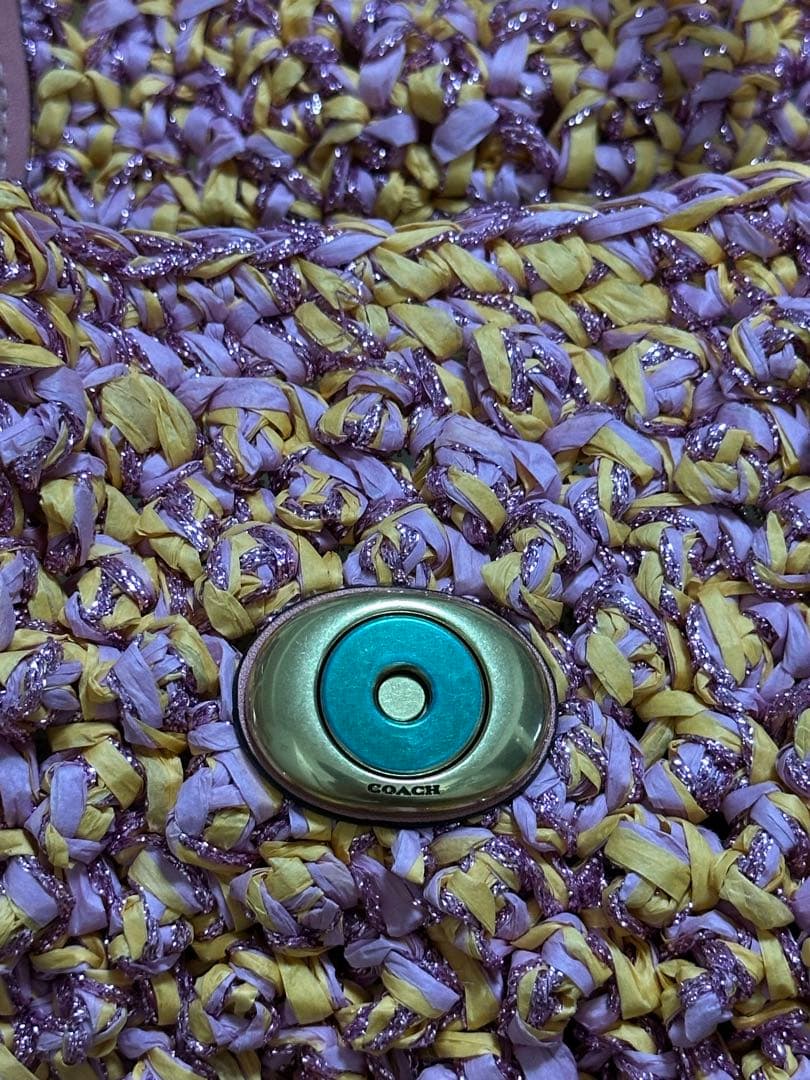 美品COACHコーチ トートバッグ カゴバッグ ピンク CH741 ポーチ付き