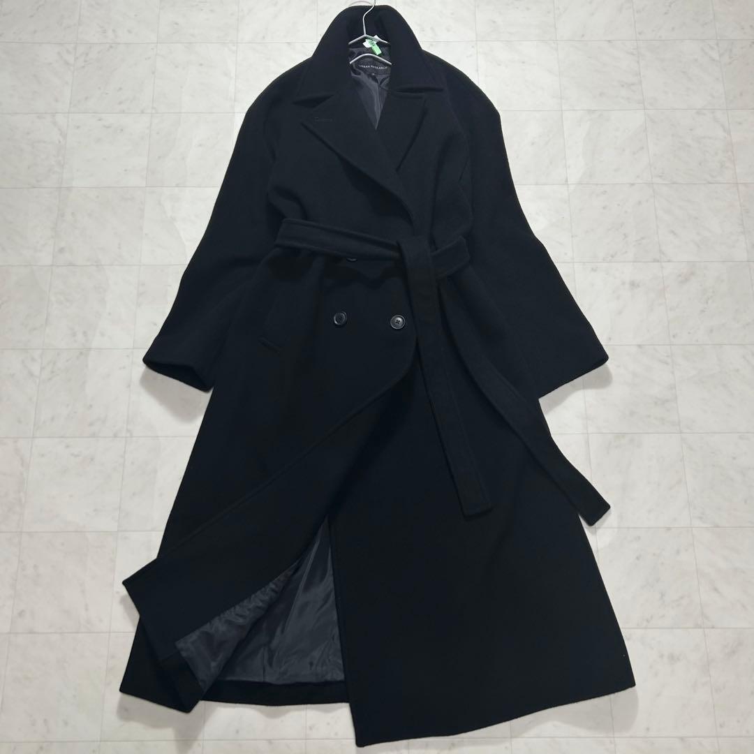 URBAN RESEARCH ベルテッドチェスターコート ロング ブラック