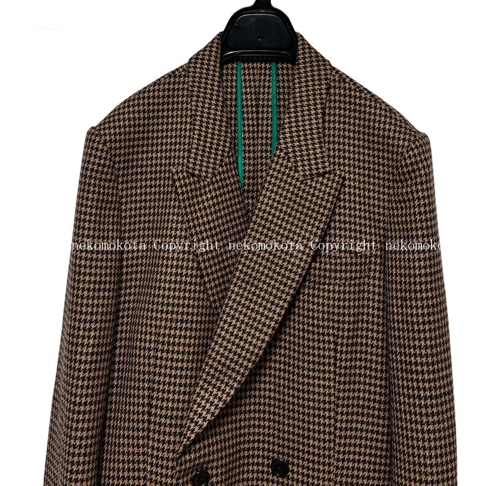 ポールスミス ウール キャメル 千鳥柄 ダブル テーラード ジャケット M