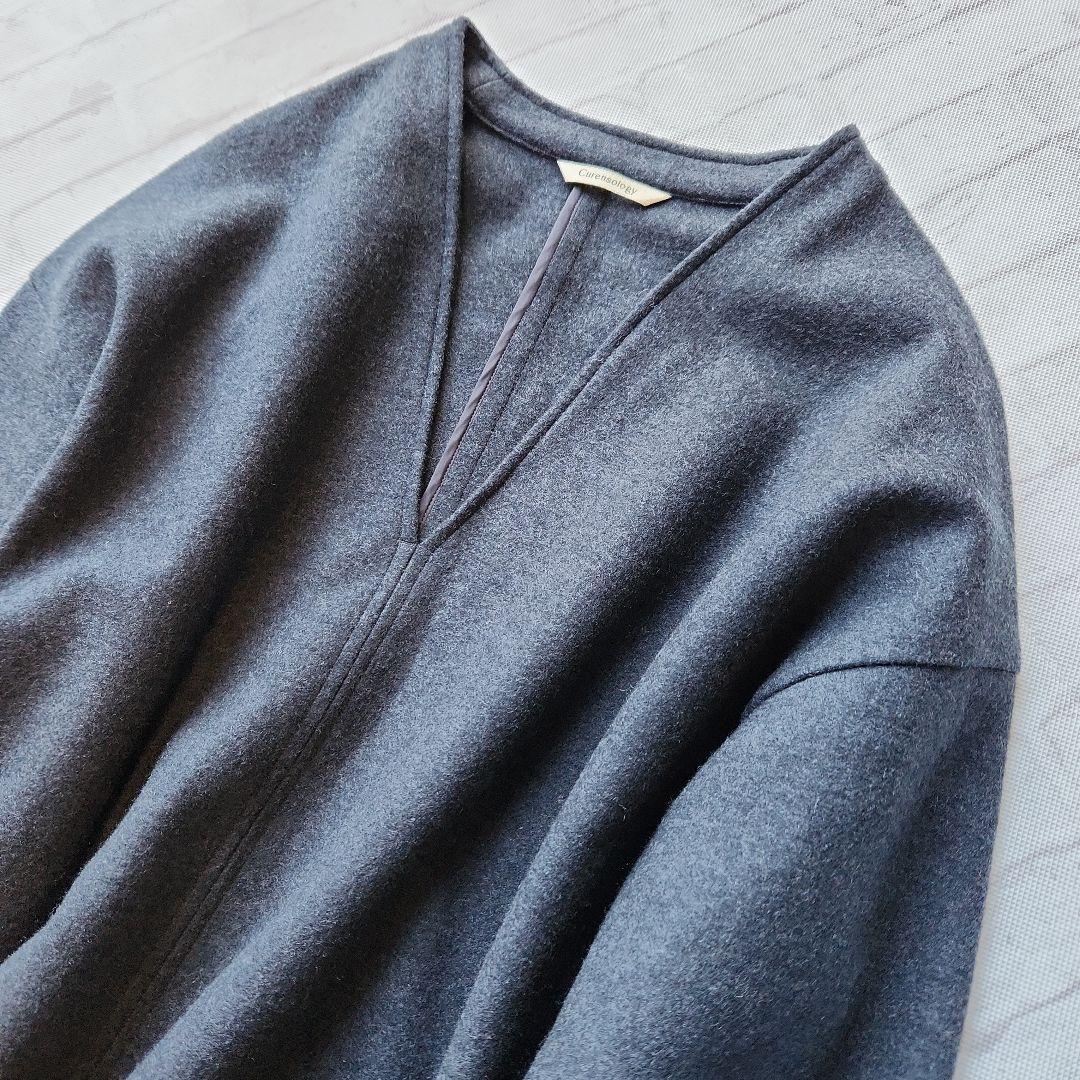 カレンソロジー　メルトンスムースワンピース　チャコールグレー　24AW