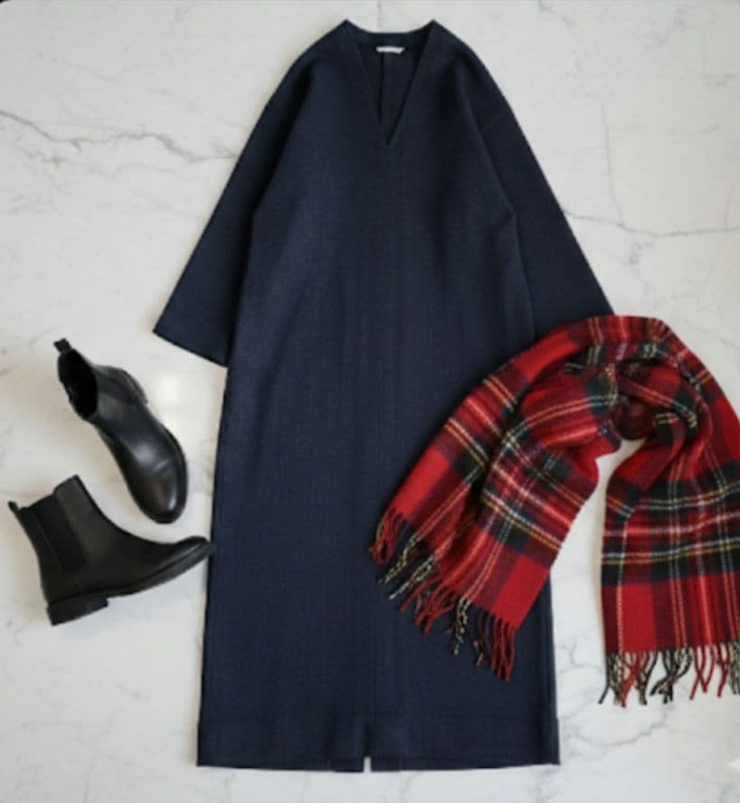 カレンソロジー　メルトンスムースワンピース　チャコールグレー　24AW