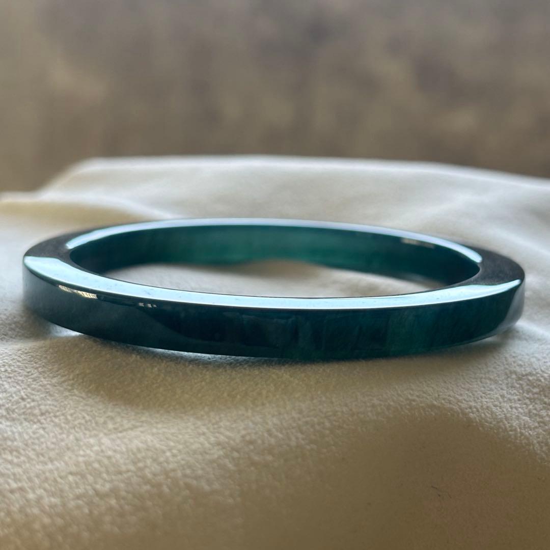 天然　本翡翠　A貨　藍水　深緑　氷種　バングル　鑑定書付き