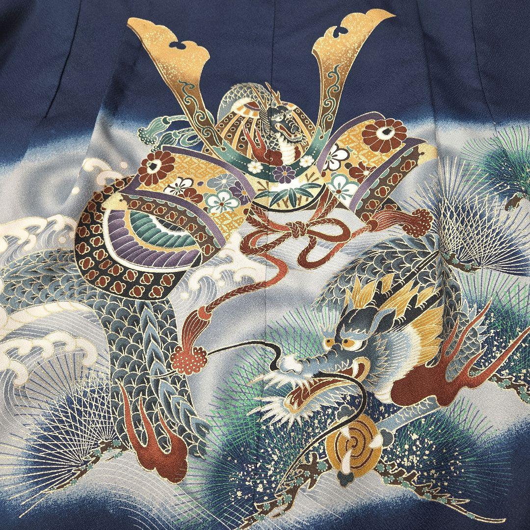 七五三 5歳 男児 110cm 着物 羽織 袴 セット 紺 兜