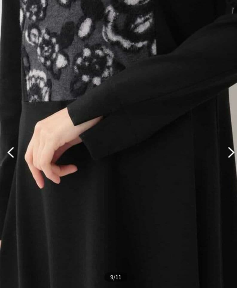 HIROKO BIS【日本製】フラワージャガード切り替えワンピース size9