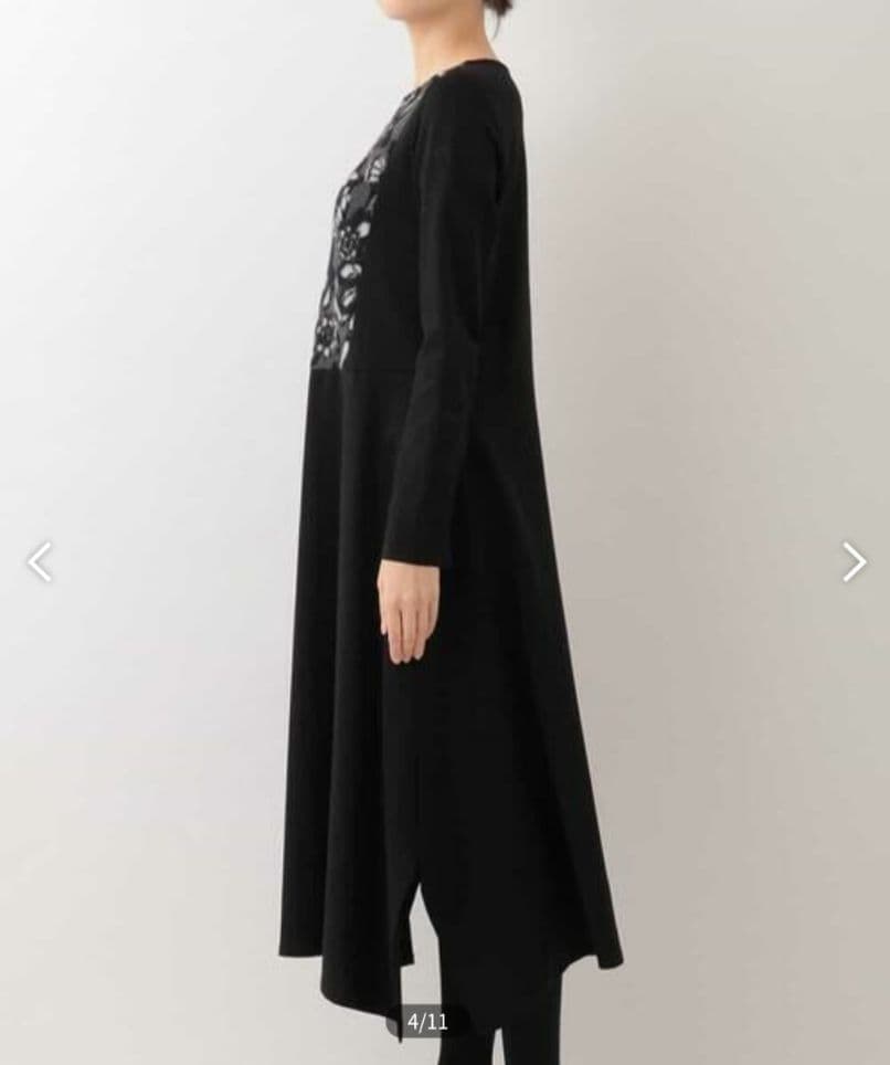 HIROKO BIS【日本製】フラワージャガード切り替えワンピース size9