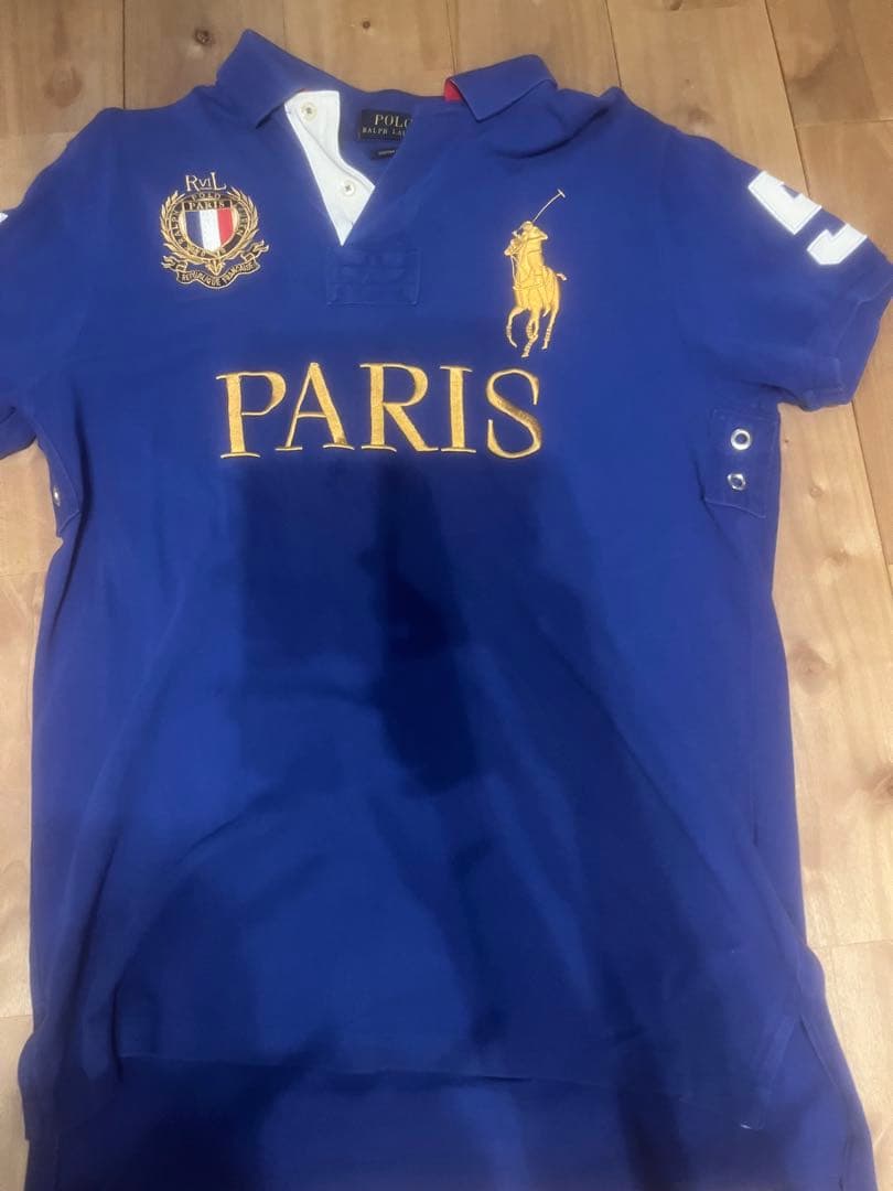 PARIS刺繍 ポロシャツ 青 ラルフローレン ビックポニー チーフキーフ