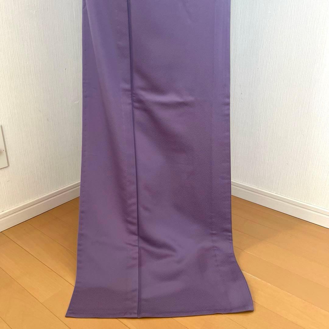 色無地 単衣 さんび誂製 「羽田登喜男」洗える着物 竜胆色 一つ紋 トールサイズ