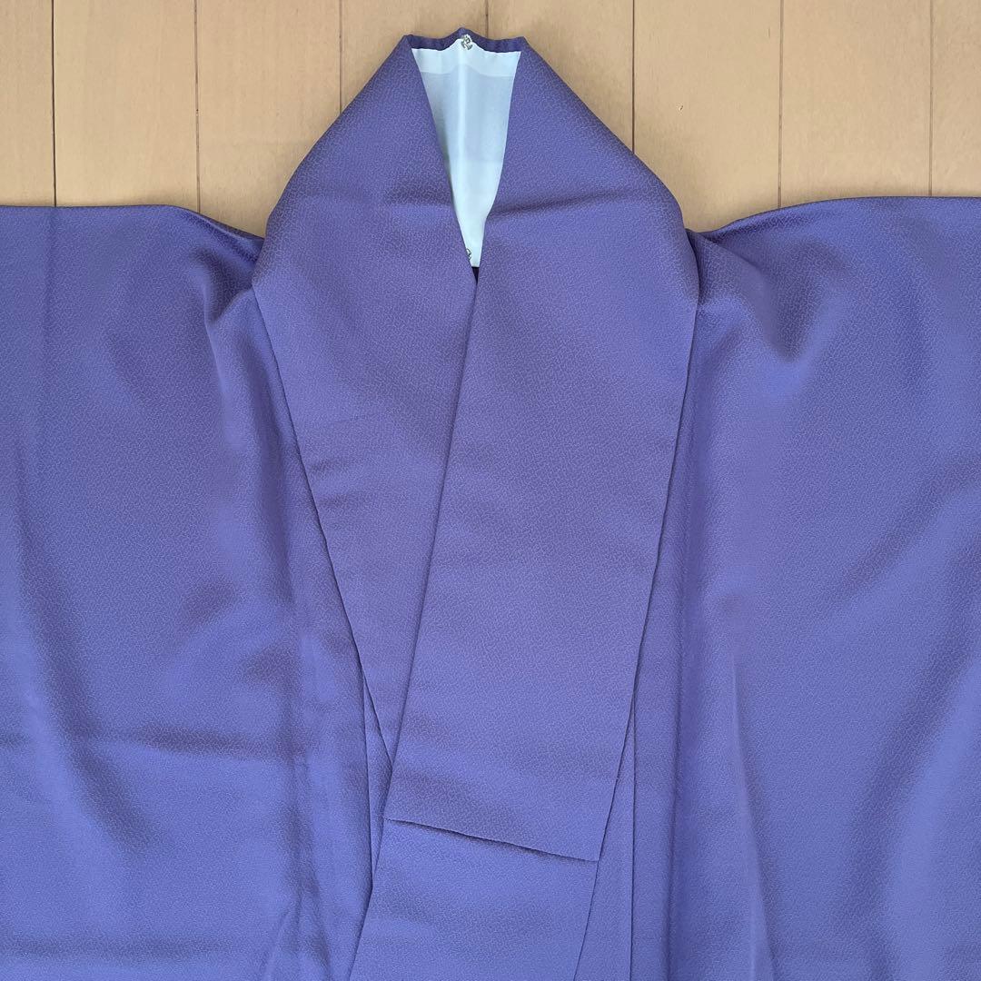 色無地 単衣 さんび誂製 「羽田登喜男」洗える着物 竜胆色 一つ紋 トールサイズ