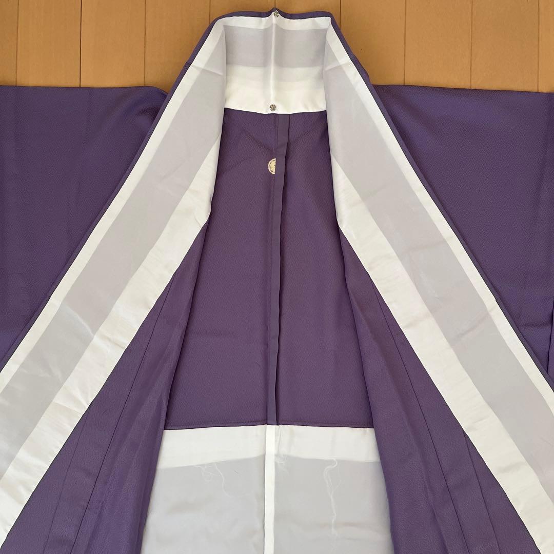 色無地 単衣 さんび誂製 「羽田登喜男」洗える着物 竜胆色 一つ紋 トールサイズ