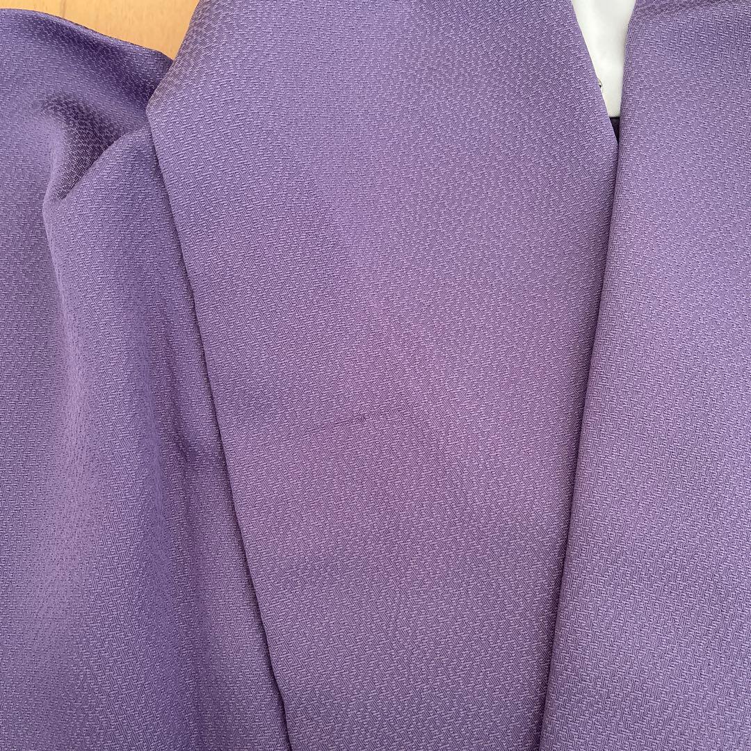 色無地 単衣 さんび誂製 「羽田登喜男」洗える着物 竜胆色 一つ紋 トールサイズ