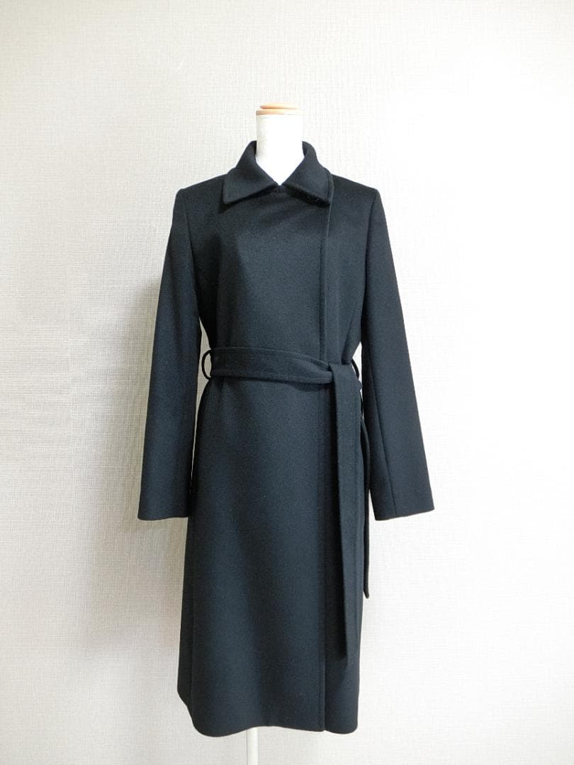 WELL　INED　イネド　カシミヤ混　ベルテッド　コート　ブラック　９