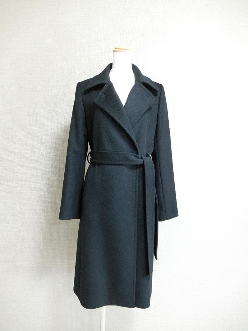 WELL　INED　イネド　カシミヤ混　ベルテッド　コート　ブラック　９