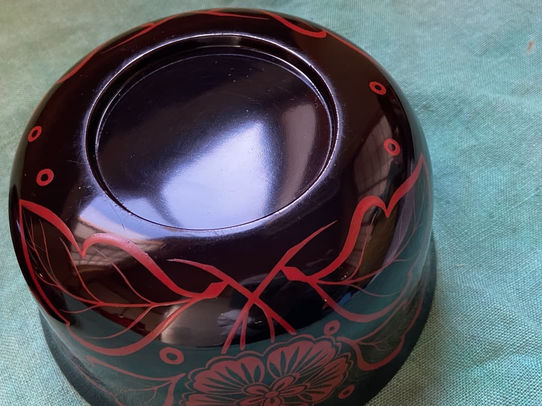 能登蔵出し 時代物 吉野塗 扶養手 蓋付 大椀 2客セット /漆器椀 懐石 正月