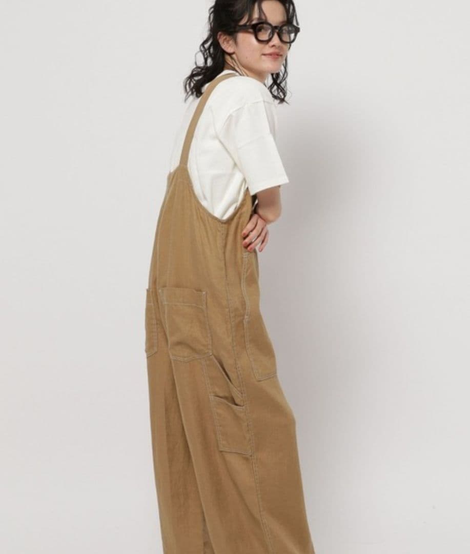 美品☆ニコアンド FINEリネンツイルサロペット L