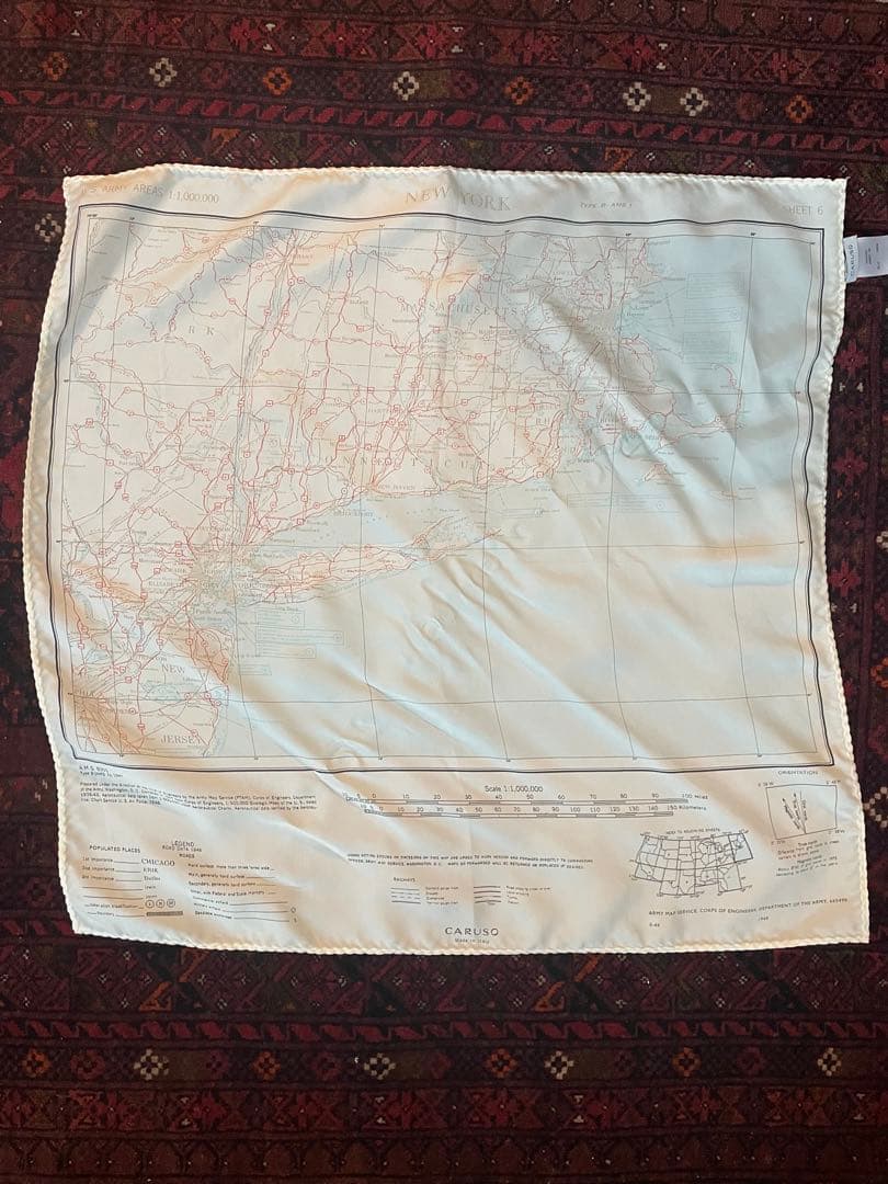 CARUSO カルーゾ シルク スカーフ ニューヨーク地図 イタリア製