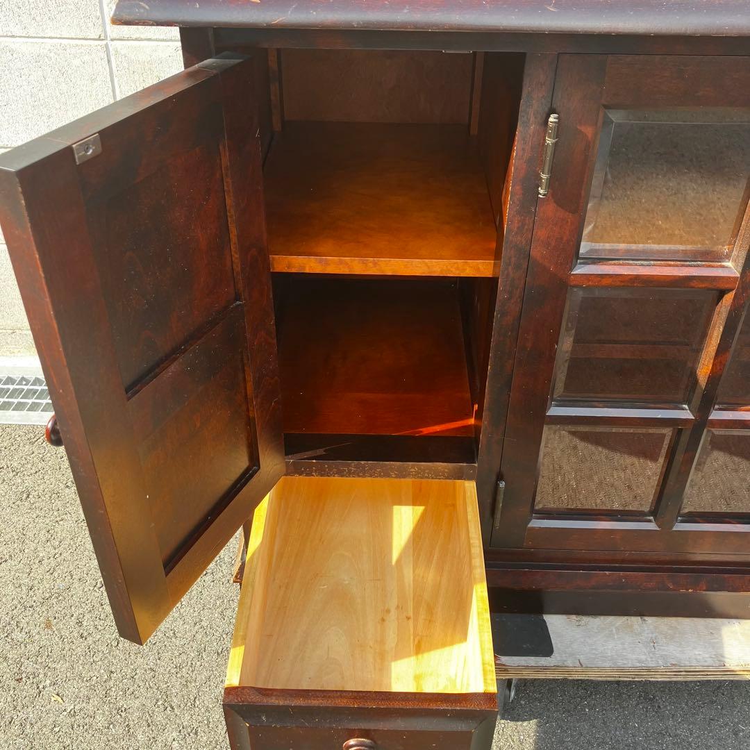 北海道民芸家具 木製サイドボード ブラウン