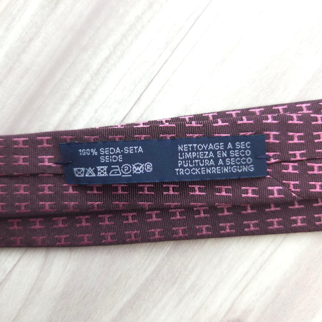 HERMES エルメス シルクネクタイ ファソネ H柄 ピンク