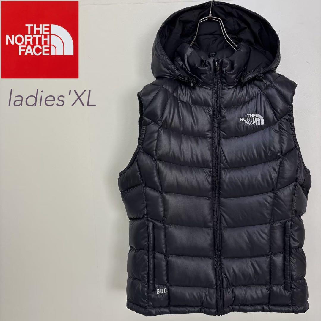 ノースフェイス 600FIL ダウンベスト ブラック レディースXL
